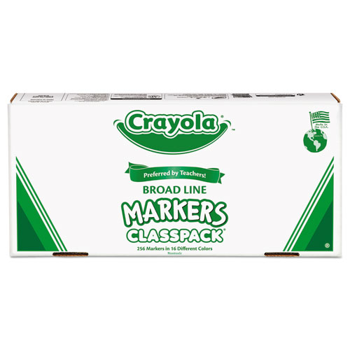 16 Classic Colors Crayola 588201 Non-Washable Classpack Markers 256/Box Broad Point 