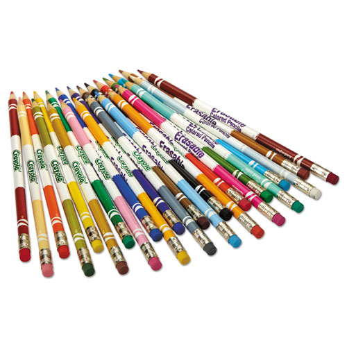 Erasable Color Pencil Set, 3.3 mm, 2B, Assorted Lead and Barrel Colors, 24/Pack