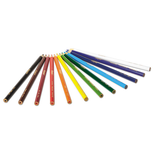 Image of Crayola® Long-Length Colored Pencil Set, 3.3 Mm, 2B (#1), Assorted Lead/Barrel Colors, Dozen