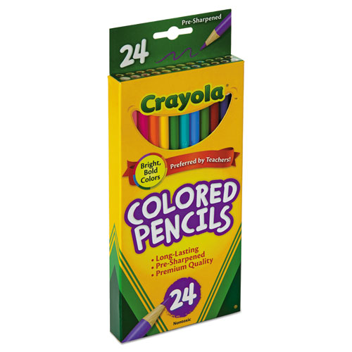 Image of Crayola® Long-Length Colored Pencil Set, 3.3 Mm, 2B (#1), Assorted Lead/Barrel Colors, 24/Pack
