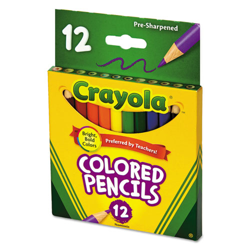Image of Crayola® Short-Length Colored Pencil Set, 3.3 Mm, 2B (#1), Assorted Lead/Barrel Colors, Dozen