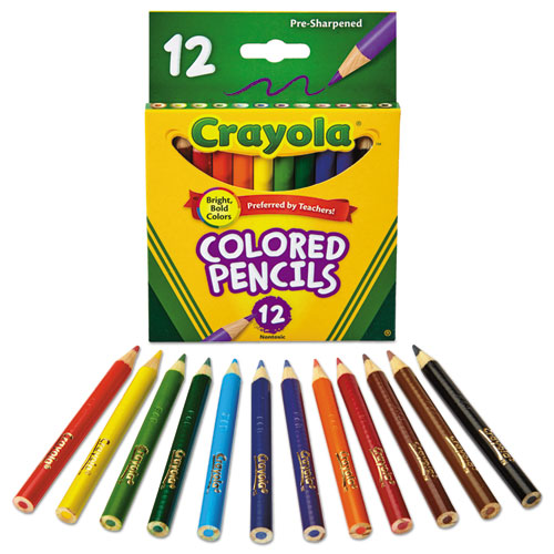 Image of Crayola® Short-Length Colored Pencil Set, 3.3 Mm, 2B (#1), Assorted Lead/Barrel Colors, Dozen