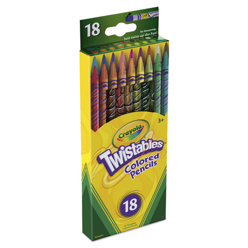 Image of Crayola® Twistables Colored Pencils, 2 Mm, 2B (#1), Assorted Lead/Barrel Colors, 18/Pack