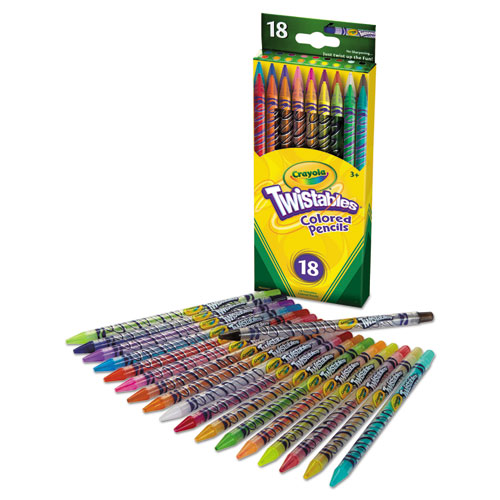 Twistables Colored Pencils, 2 mm, 2B, Assorted Lead and Barrel Colors, 18/Pack