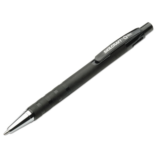 7520013687771 SKILCRAFT Rubberized Retractable Ballpoint Pen, 1mm, Black Ink/Barrel, Dozen