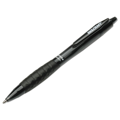 7520014457225 SKILCRAFT VISTA Ballpoint Pen, Retractable, Medium 1 mm, Black Ink, Smoke Barrel, Dozen