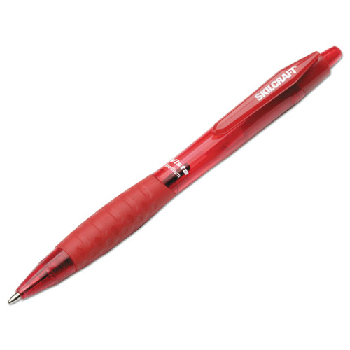 7520014845271 SKILCRAFT VISTA Ballpoint Pen, Retractable, Medium 1 mm, Red Ink, Translucent Red Barrel, Dozen