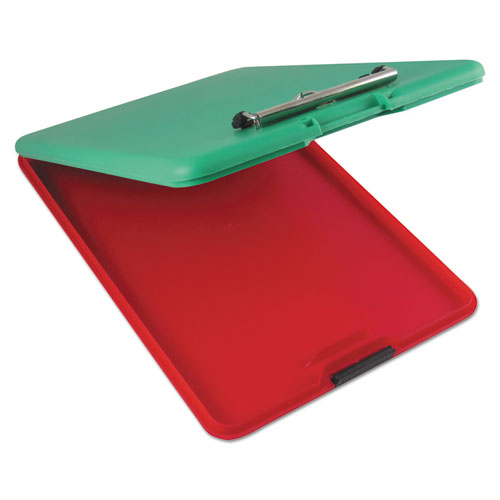 Image of Saunders Slimmate Show2Know Safety Organizer, 0.5" Clip Capacity, Holds 8.5 X 11 Sheets, Red/Green