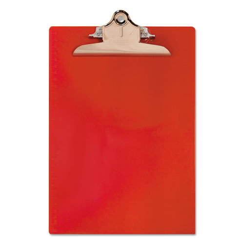 Image of Saunders Recycled Plastic Clipboard With Ruler Edge, 1" Clip Capacity, Holds 8.5 X 11 Sheets, Red