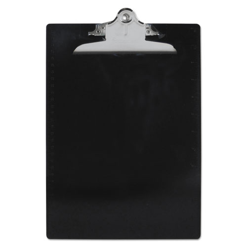 Saunders Recycled Plastic Clipboard With Ruler Edge, 1" Clip Capacity, Holds 8.5 X 11 Sheets, Black