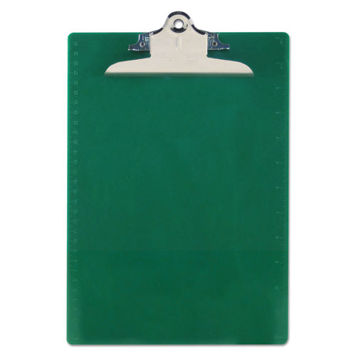 Image of Saunders Recycled Plastic Clipboard With Ruler Edge, 1" Clip Capacity, Holds 8.5 X 11 Sheets, Green