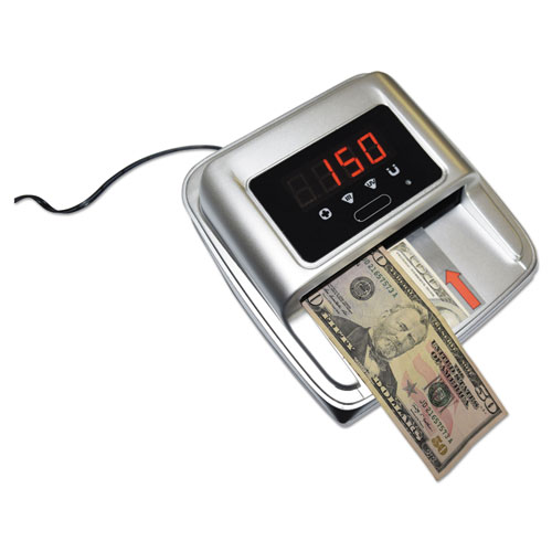 Automatic Counterfeit Detector, IR Dectector; Magnetic Strip Detection; UV Light, U.S. Currency, 5.5 x 4.88 x 2.8, Silver