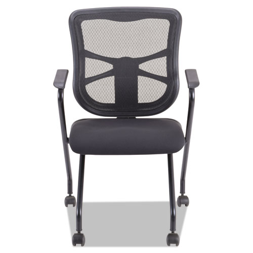 Image of Alera® Elusion Mesh Nesting Chairs With Padded Arms, Supports Up To 275 Lb, 18.11" Seat Height, Black, 2/Carton