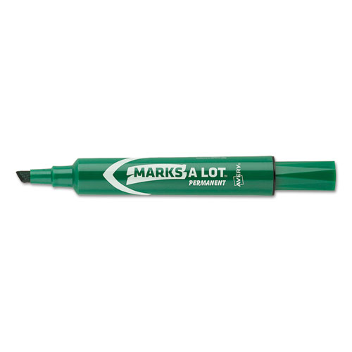 Avery® MARK A LOT Regular Desk-Style Permanent Marker, Chisel Tip, Green, Dozen