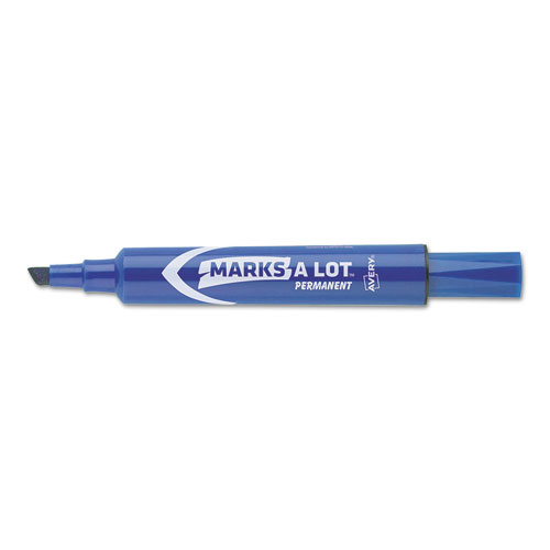 Avery® MARK A LOT Regular Desk-Style Permanent Marker, Chisel Tip, Blue, Dozen