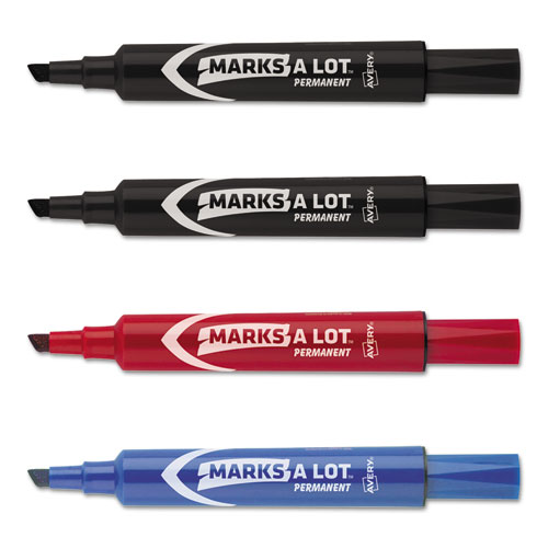 Image of Avery® Marks A Lot Regular Desk-Style Permanent Marker, Broad Chisel Tip, Assorted Colors, 4/Set (7905)
