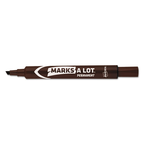 Avery® MARK A LOT Large Desk-Style Permanent Marker, Chisel Tip, Brown, Dozen