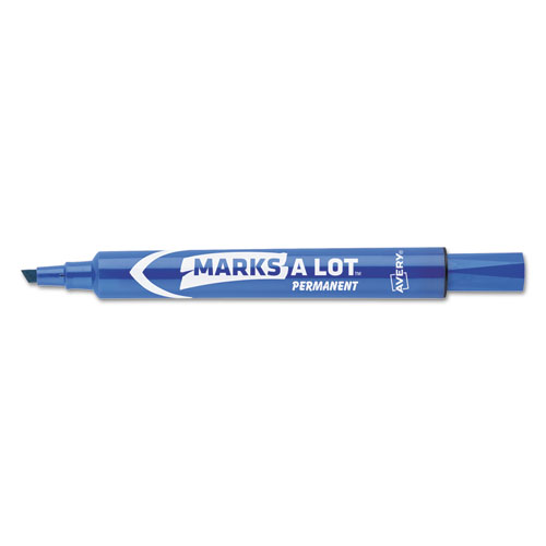 Avery® MARK A LOT Large Desk-Style Permanent Marker, Chisel Tip, Blue, Dozen