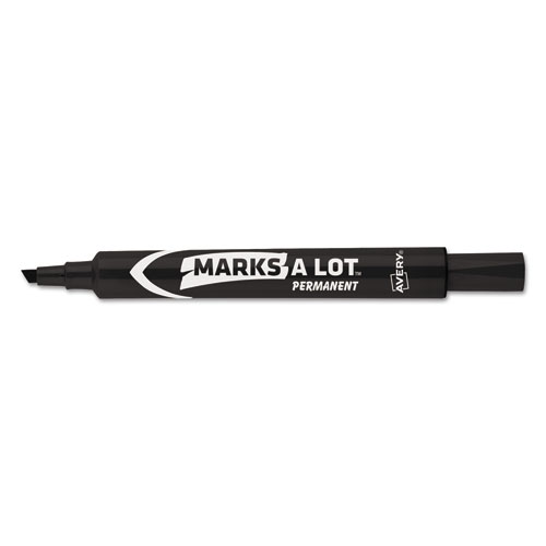 MARKS A LOT Large Desk-Style Permanent Marker, Broad Chisel Tip, Black, Dozen | by Plexsupply