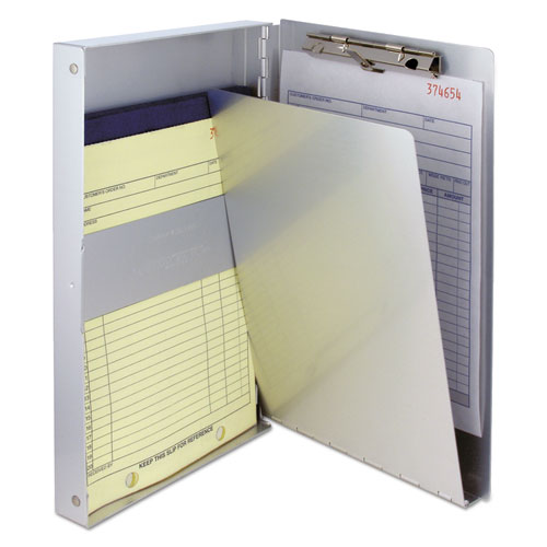 Snapak Aluminum Side-Open Forms Folder, 0.38" Clip Capacity, Holds 5 x 9 Sheets, Silver