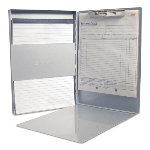 Snapak Aluminum Side-Open Forms Folder, 0.5" Clip Capacity, Holds 8.5 x 11 Sheets, Silver