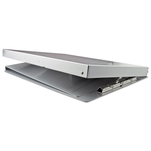 Image of Saunders Snapak Aluminum Side-Open Forms Folder, 0.5" Clip Capacity, Holds 8.5 X 14 Sheets, Silver