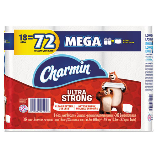 Charmin® Ultra Strong Bathroom Tissue, 2-Ply, 4 x 3.92, 308 Sheets/Roll, 18 Rolls/Pack