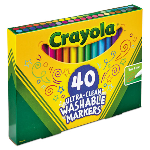 Fine Bullet Tip 40/Set Crayola Ultra-Clean Washable Markers Classic Colors 