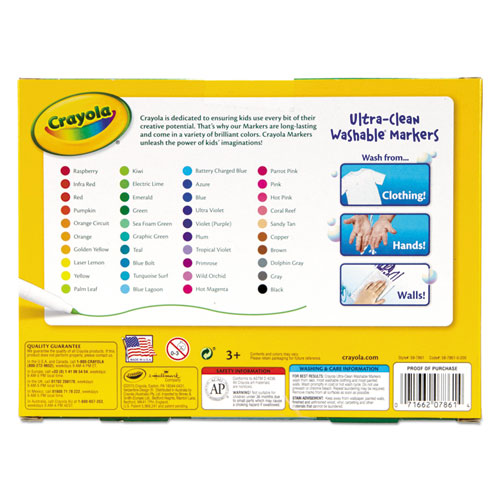 Image of Crayola® Ultra-Clean Washable Markers, Fine Bullet Tip, Assorted Colors, 40/Set