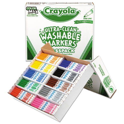 Image of Crayola® Ultra-Clean Washable Marker Classpack, Fine Bullet Tip, 10 Assorted Colors, 200/Pack