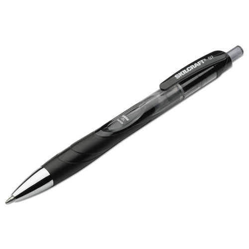 7520015745970 SKILCRAFT VISTA Secure Gel Pen, Retractable, Medium 0.7 mm, Black Ink, Smoke/Black Barrel, 3/Pack