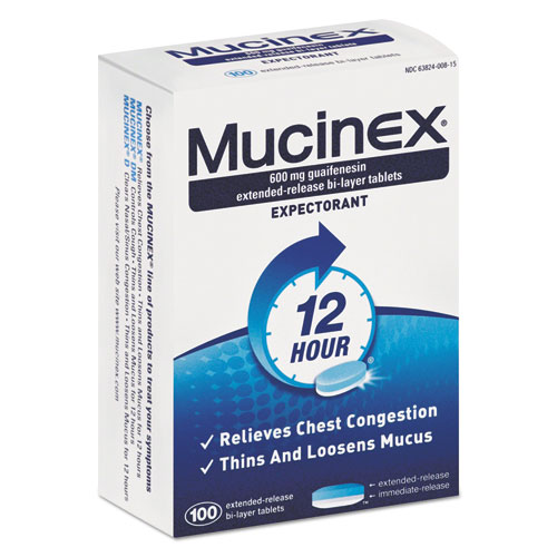 Image of Mucinex® Expectorant Regular Strength, 100 Tablets/Box, 12 Boxes/Carton