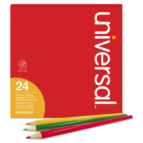 Image of Universal™ Woodcase Colored Pencils, 3 Mm, Assorted Lead/Barrel Colors, 24/Pack