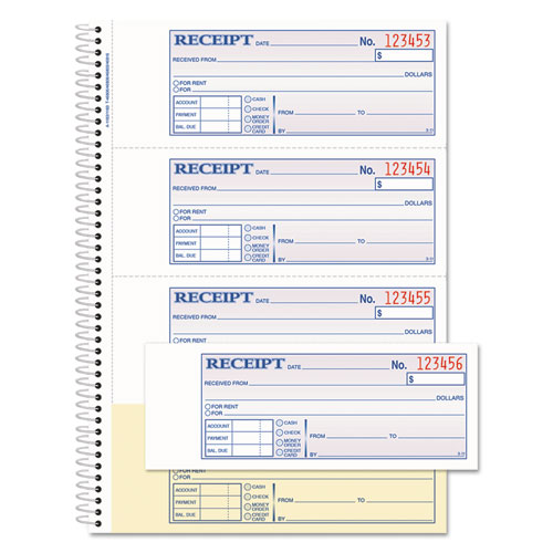 TOPS Money/Rent Receipt Book, Two-Part Carbon, 7 x 2.75, 4 Forms/Sheet, 200 Forms Total