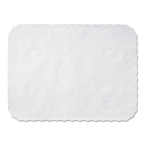 Image of Hoffmaster® Anniversary Embossed Scalloped Edge Tray Mat, 14 X 19, White, 1,000/Carton