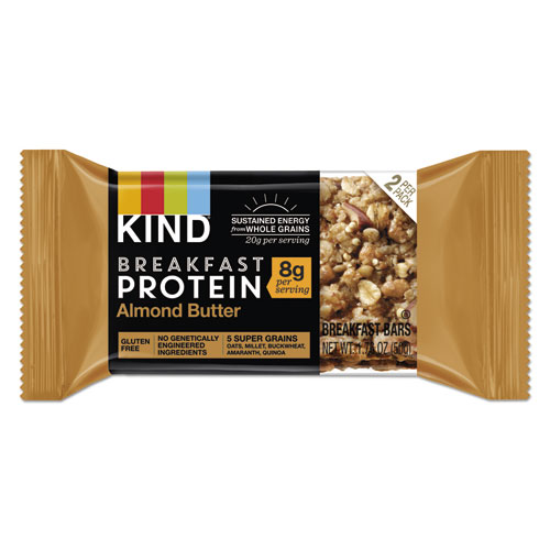 Breakfast Protein Bars, Almond Butter, 50 g Box, 8/Pack
