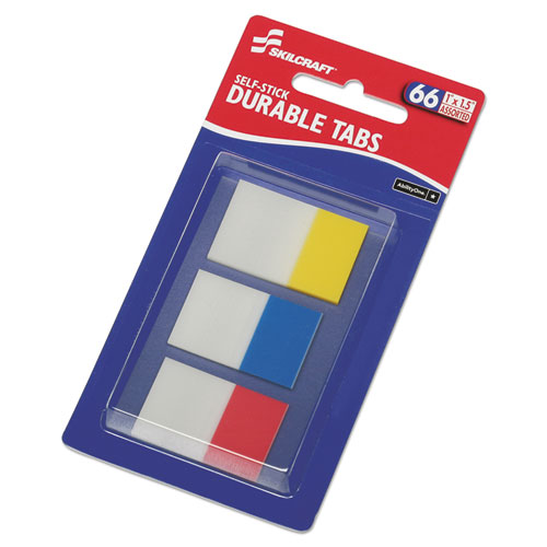 7510016614493 SKILCRAFT Self-Stick Tabs/Page Markers, 1", Bright, Asst, 66/Pack