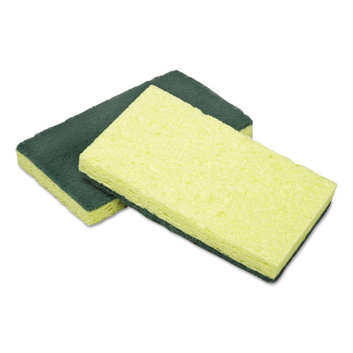7920016634340, SKILCRAFT, Cellulose Scrubber Sponge, 2.75 x 4.5, 0.7 Thick", Yellow/Green, 3/Pack