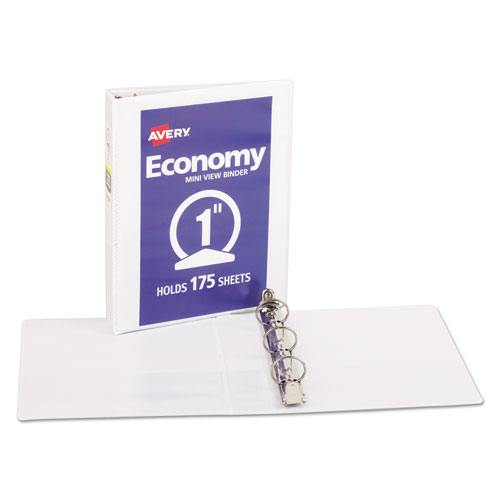 Image of Economy View Binder with Round Rings , 3 Rings, 1" Capacity, 8.5 x 5.5, White, (5806)