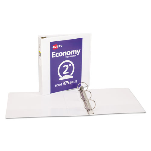 Image of Economy View Binder with Round Rings , 3 Rings, 2" Capacity, 11 x 8.5, White, (5731)