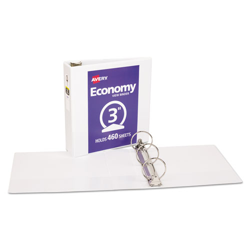 Image of Avery® Economy View Binder With Round Rings , 3 Rings, 3" Capacity, 11 X 8.5, White, (5741)