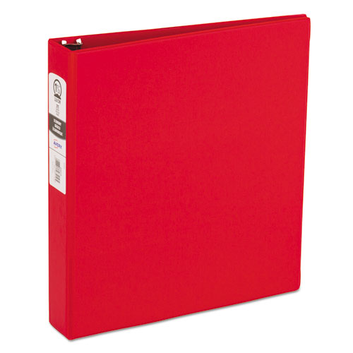 ECONOMY NON-VIEW BINDER WITH ROUND RINGS, 3 RINGS, 1.5" CAPACITY, 11 X 8.5, RED, (3410)