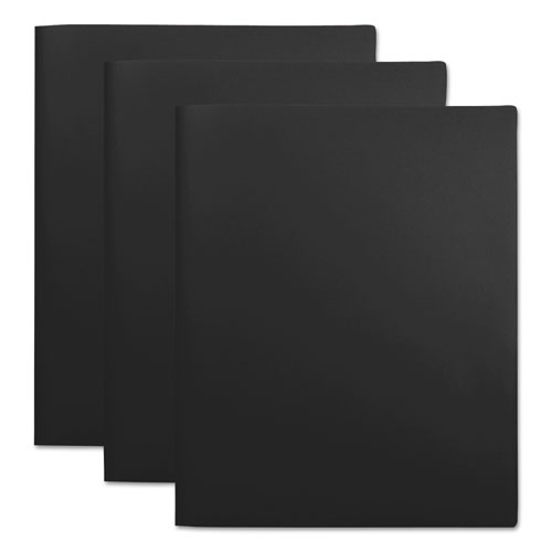 Two-Pocket Plastic Folders, 11 x 8 1/2, Black, 10/Pack