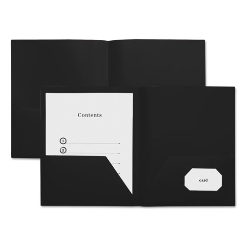 Two-Pocket Plastic Folders, 11 x 8 1/2, Black, 10/Pack