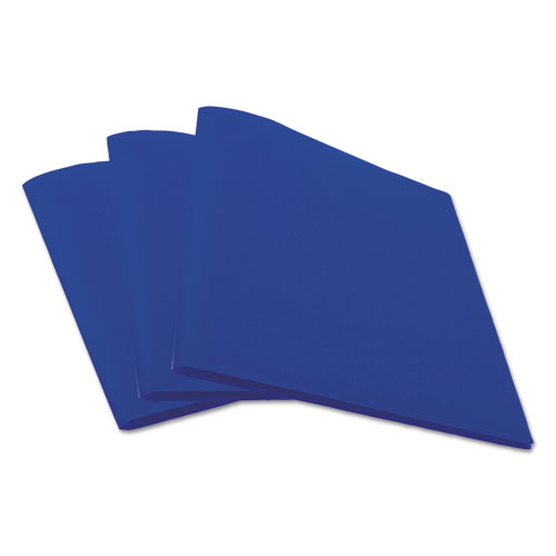 Two-Pocket Plastic Folders, 11 x 8 1/2, Navy Blue, 10/Pack