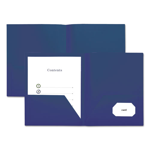 Image of Two-Pocket Plastic Folders, 100-Sheet Capacity, 11 x 8.5, Royal Blue, 10/Pack