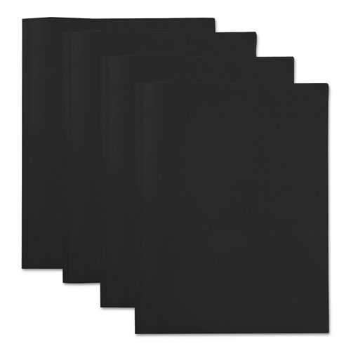 Image of Plastic Twin-Pocket Report Covers, Three-Prong  Fastener, 11 x 8.5, Black/Black, 10/Pack