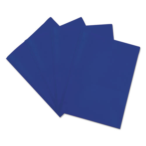 Image of Plastic Twin-Pocket Report Covers, Three-Prong Fastener, 11 x 8.5, Navy Blue/ Navy Blue, 10/Pack