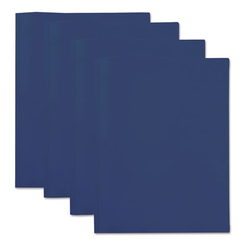Image of Plastic Twin-Pocket Report Covers, Three-Prong Fastener, 11 x 8.5, Roya Blue/ Royal Blue, 10/Pack