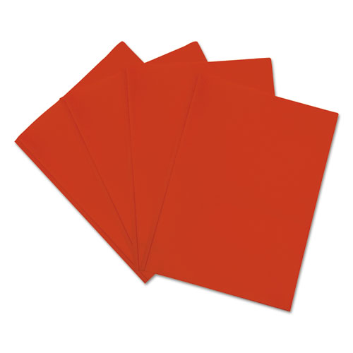 Image of Plastic Twin-Pocket Report Covers, Three-Prong Fastener, 11 x 8.5,  Red/Red, 10/Pack